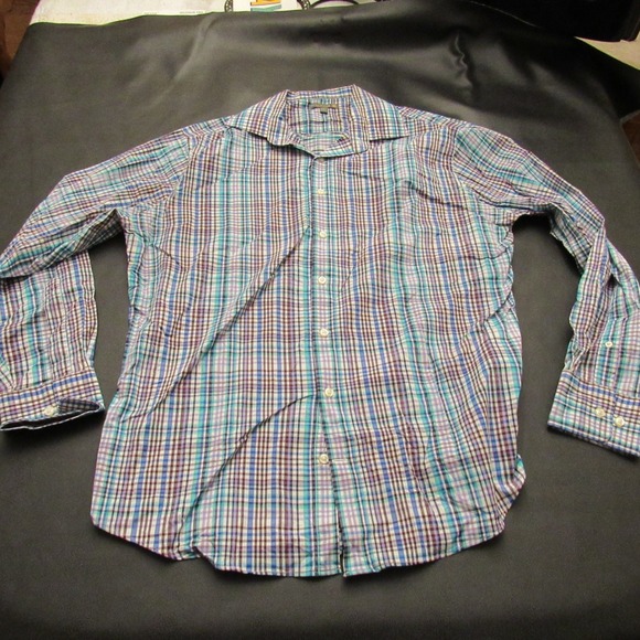 Peter Millar Other - Peter Millar Summer Comfort Mens Large Plaid Button Down Shirt Blue Purple Teal